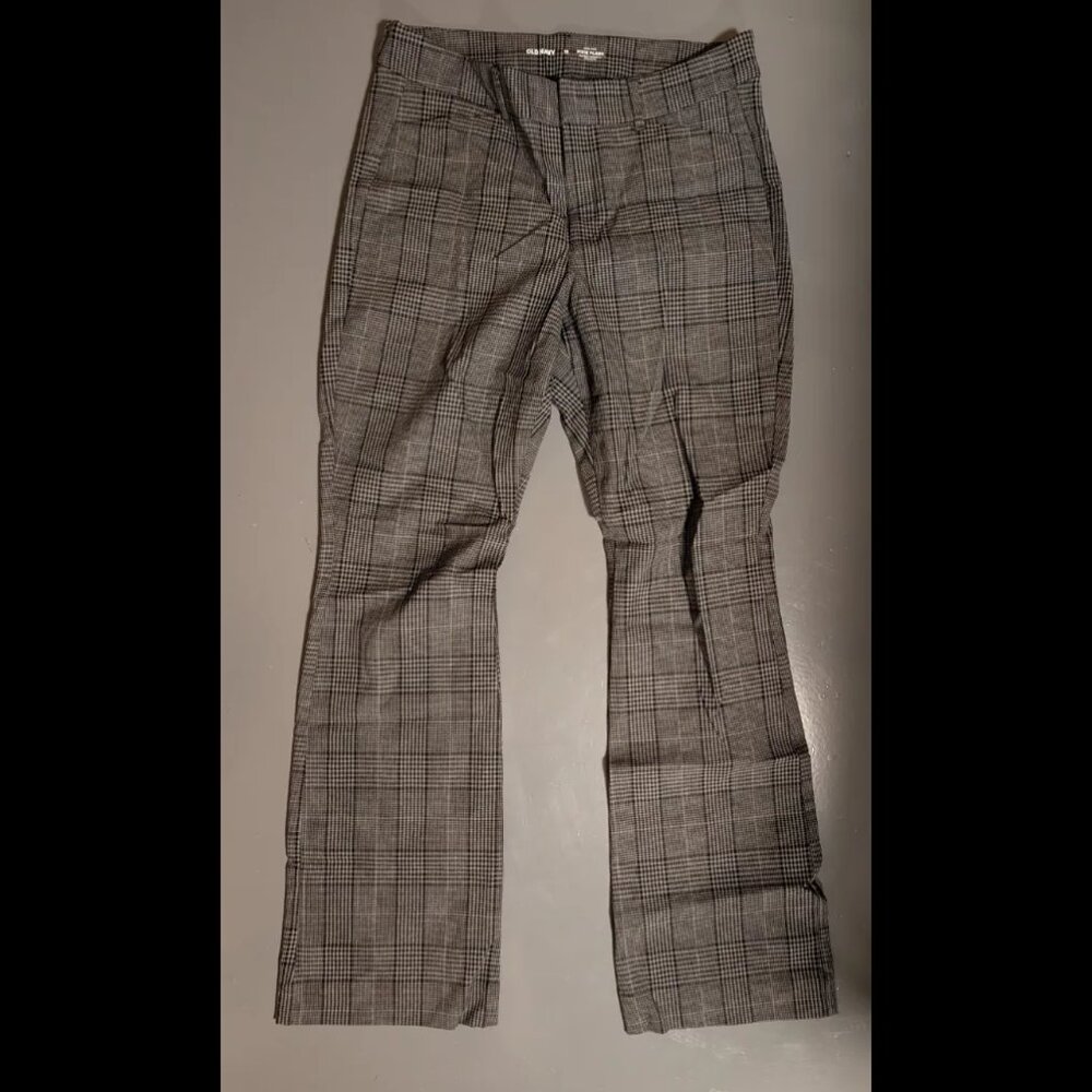 Old Navy Flare Black Grey Checkered High Rise Pixie-Flare - 12